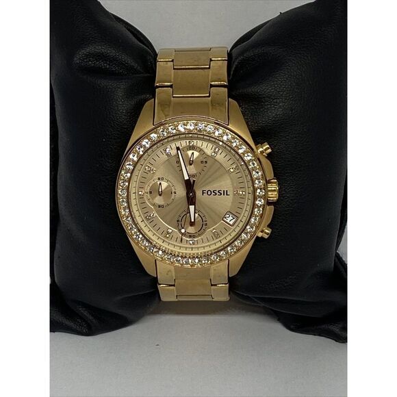Fossil ES3352 Women's Gold Stainless Steel Analog Gold Dial Quartz Watch XX315 - Picture 1 of 12